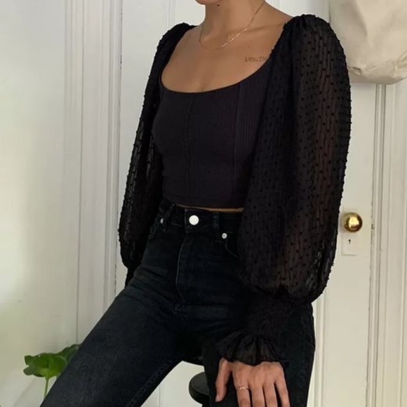 UO long dot mesh sleeve - Picture 3 of 4